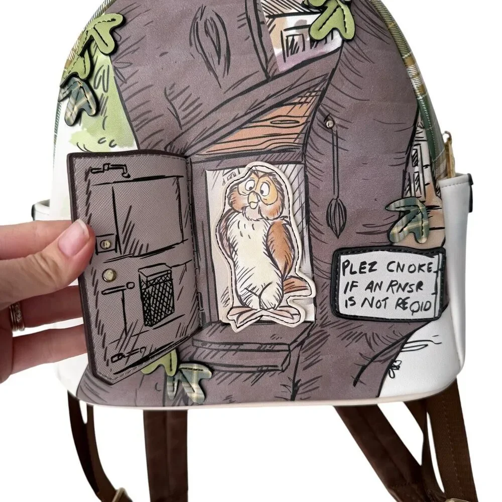 Disney Backpack Winnie the Pooh Danielle Nicole Owl's House Door Plaid Mini - Picture 3 of 11